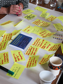 VCS Organisation Support - photo of post-it notes containing ideas to improve organisation effectiveness